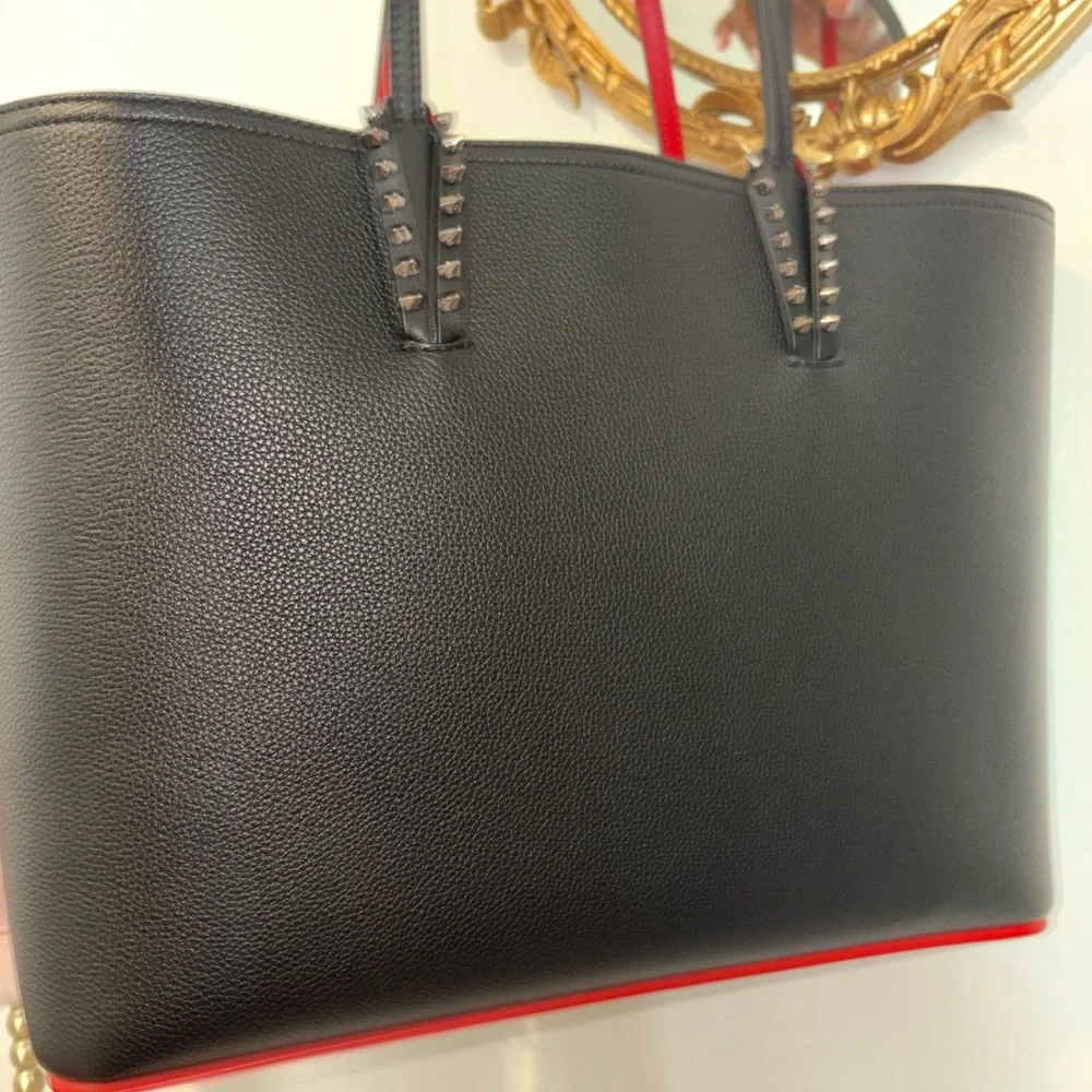 Christian Louboutin Cabata Studded Tote — Black & Signature Red — Brand New